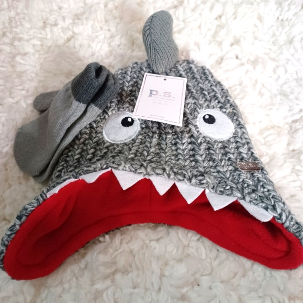 P.S. From Aeropostale Beanie with Mittens One Size  Gray